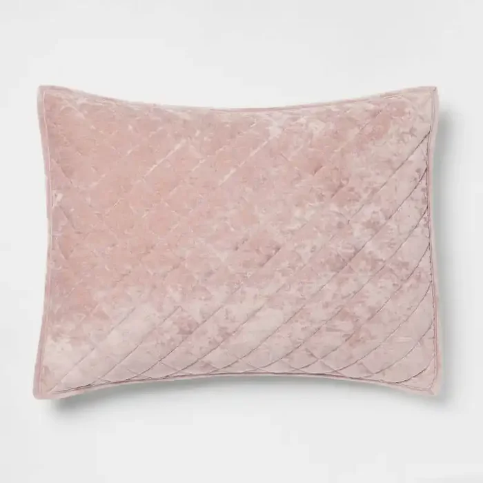 Standard Luxe Diamond Stitch Velvet Quilt Sham Mauve – Threshold™ OEKO-TEX Certified, Polyester, Machine Washable