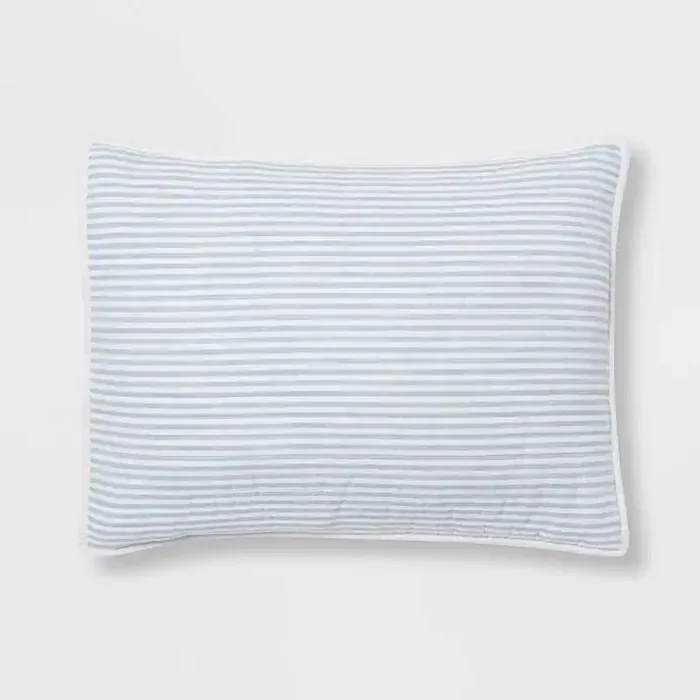 Standard Reversible Cotton Stripe Quilt Sham Light Blue – Threshold