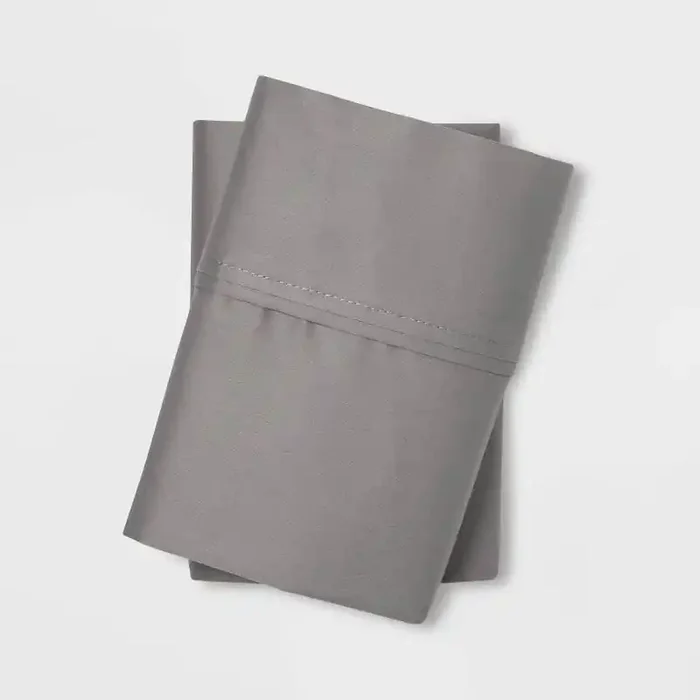 Standard Solid Performance 400 Thread Count Pillowcase Set Gray – Threshold™ Cotton Sateen, Machine Washable, OEKO-TEX Certified