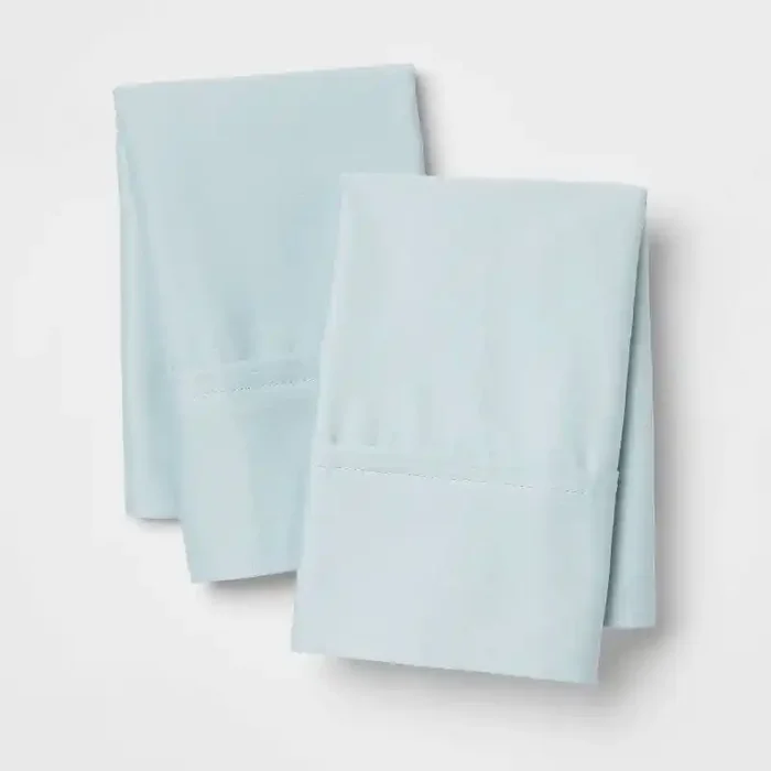 Standard Solid Performance 400 Thread Count Pillowcase Set Light Blue – Threshold™ Cotton Sateen, OEKO-TEX Certified, Set of 2