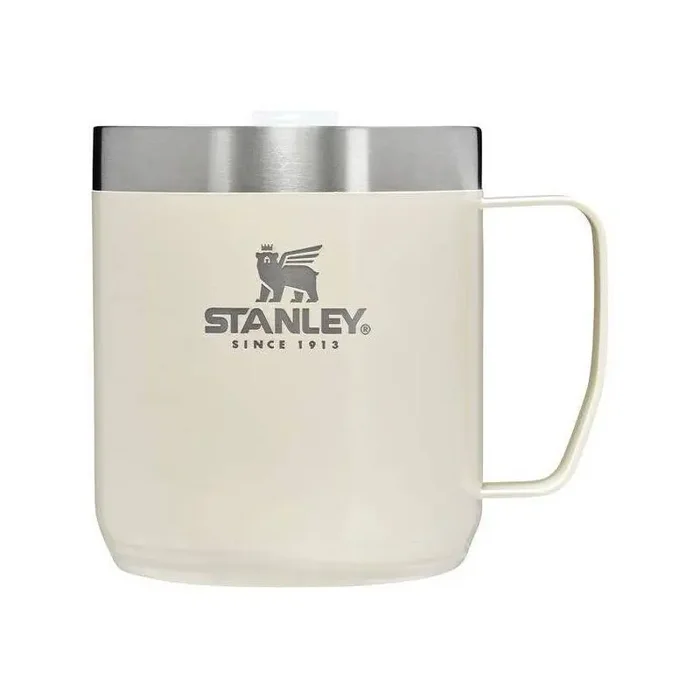 Stanley 12oz Stainless Steel Classic Legendary Mug – Cream Gloss Insulated Travel Mug for Hot & Cold Beverages, Dishwasher-Safe