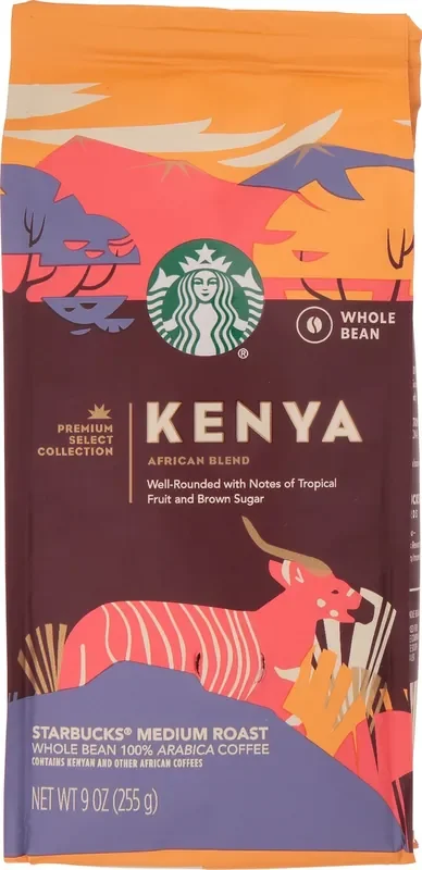 Starbucks Medium Roast 100% Arabica Whole Bean Kenya Coffee 9 oz Bag