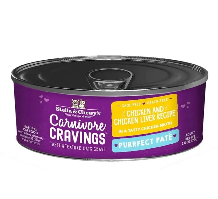 Stella & Chewy‘s Carnivore Cravings Purrfect Pate Chicken & Chicken Liver Recipe Wet Cat Food, 2.8 oz.