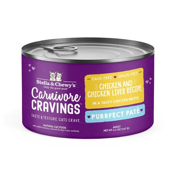 Stella & Chewy‘s Carnivore Cravings Purrfect Pate Chicken & Chicken Liver Recipe Wet Cat Food, 5.2 oz.
