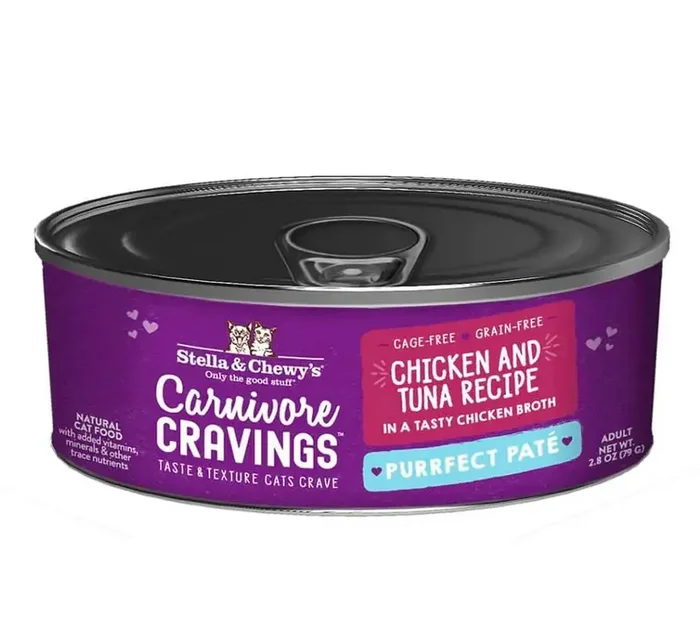Stella & Chewy‘s Carnivore Cravings Purrfect Pate Chicken & Tuna Recipe Wet Cat Food, 2.8 oz.