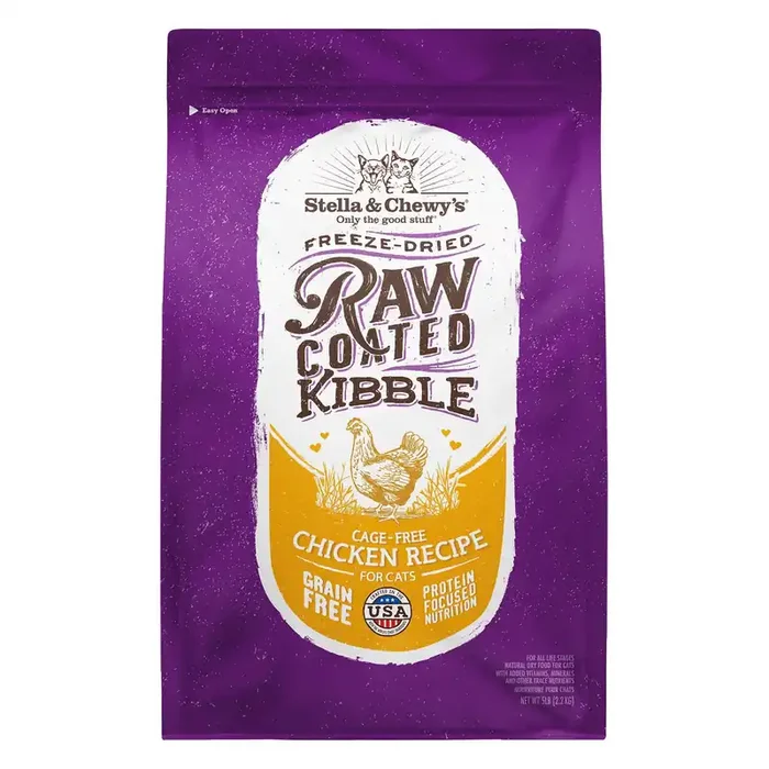 Stella & Chewy‘s Raw Coated Kibble Grain Free Protein Rich Meals Cage-Free Chicken Recipe Dry Cat Food, 5 lbs.