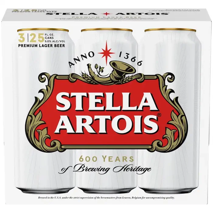 Stella Artois Premium Lager Beer, 3 Pack Beer 25 fl oz Aluminum Cans, 5% ABV
