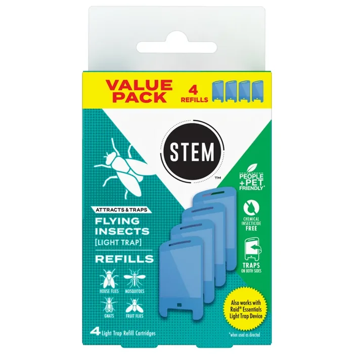 STEM Light Trap Refills, Attracts and Traps Flying Insects, [Includes 4 Refills]