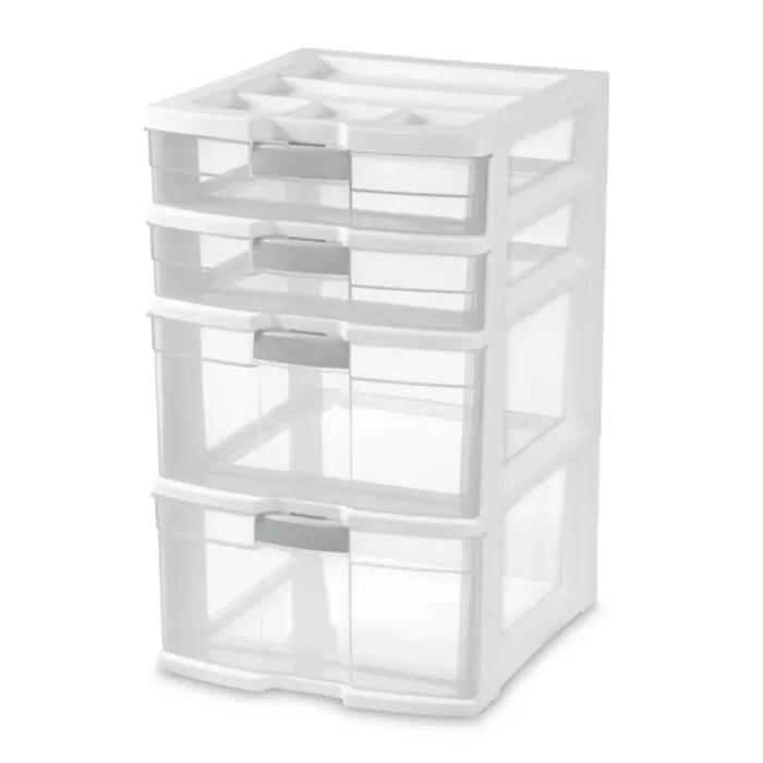 Sterilite 4 Drawer Locking Tower White