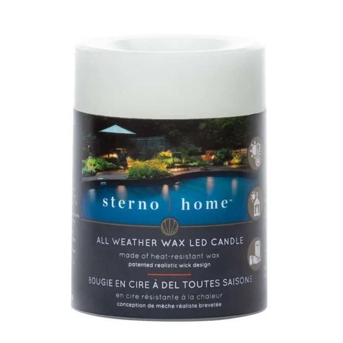 Sterno Home Premier All-Weather Flameless Wax Led Candle – White