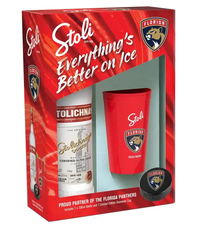 Stolichnaya Vodka 750ml w/Panthers Cup