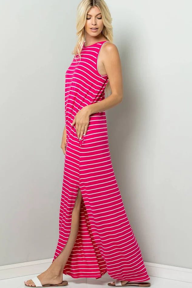 STRIPE CAMI MAXI JERSEY DRESS