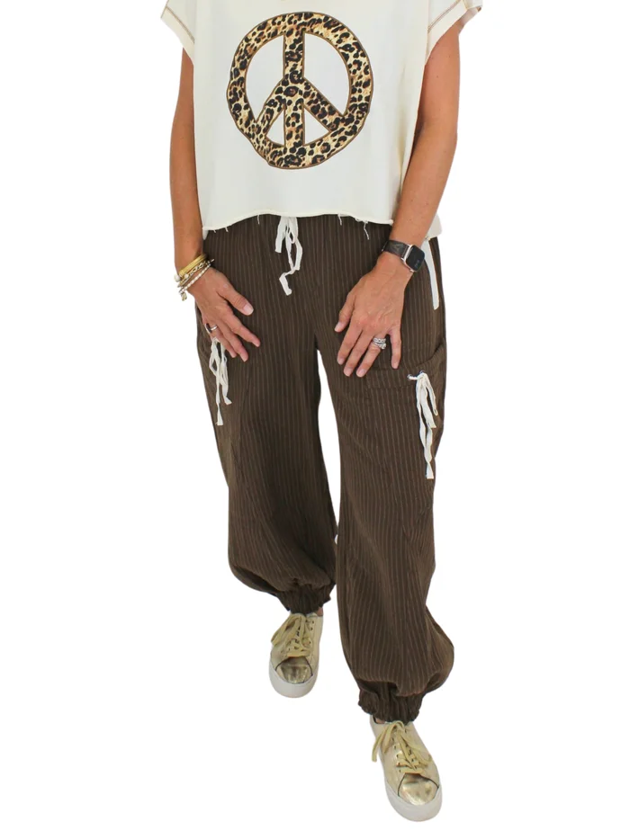 Striped Barrel Joggers – Chocolate