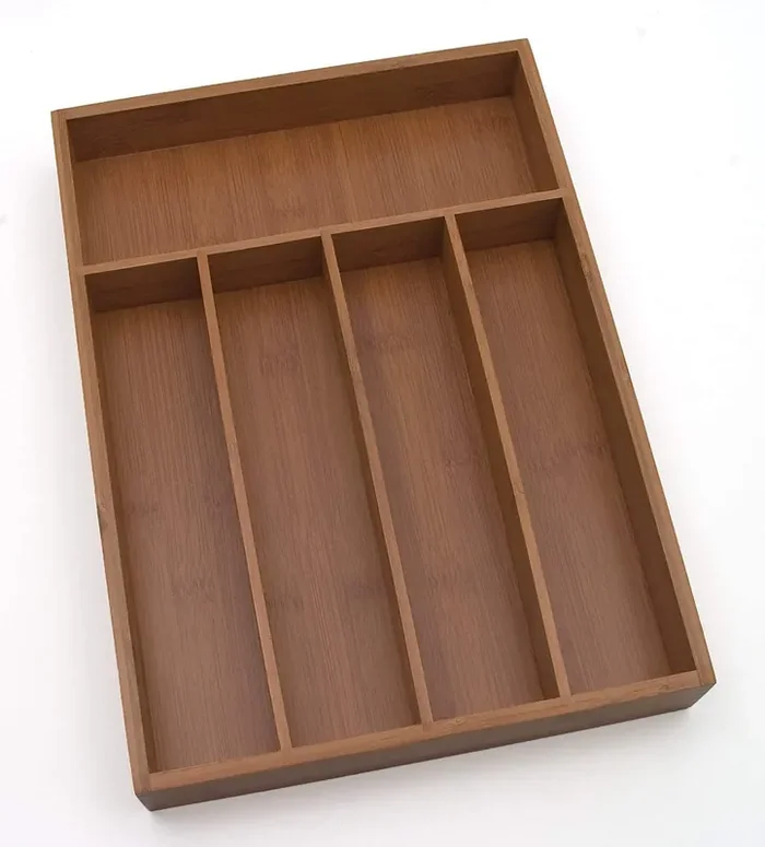Style Selections 14-in x 10.37-in Brown Bamboo Wood Drawer Organizer