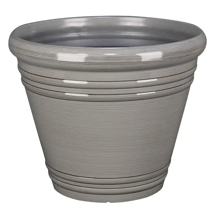 Style Selections 16.49-in W Gray Resin Indoor/Outdoor Planter