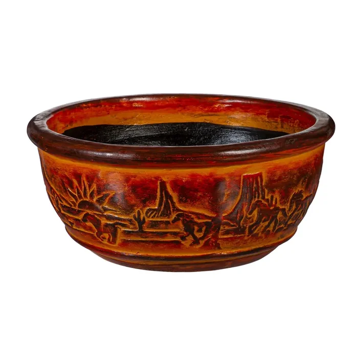 Style Selections Urn 22.0-in W x 22.0-in L Orange Clay Indoor/Outdoor Planter