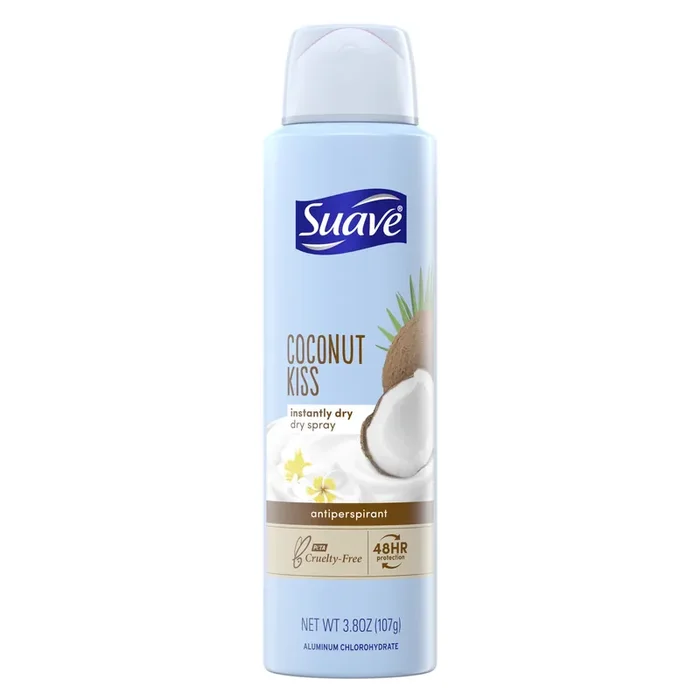 Suave Dry Spray Antiperspirant Deodorant Coconut Kiss, 3.8 OZ