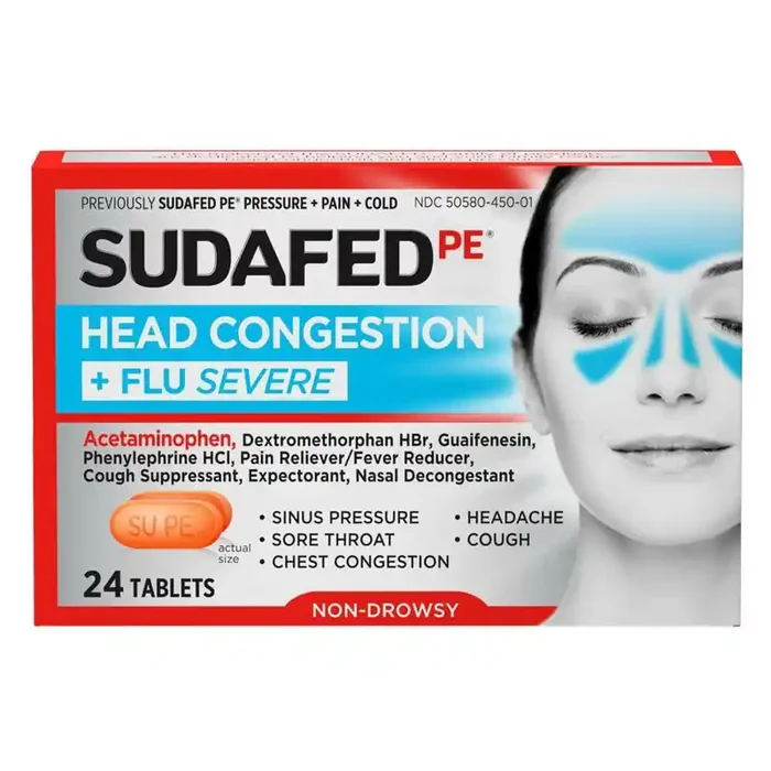 Sudafed PE Head Congestion + Flu Severe Tablets – 24ct