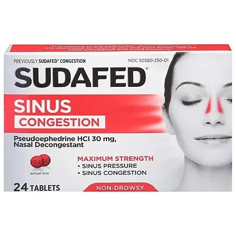 Sudafed PSE Congestion Non Drowsy Nasal Decongestant Tablet – 24 Count