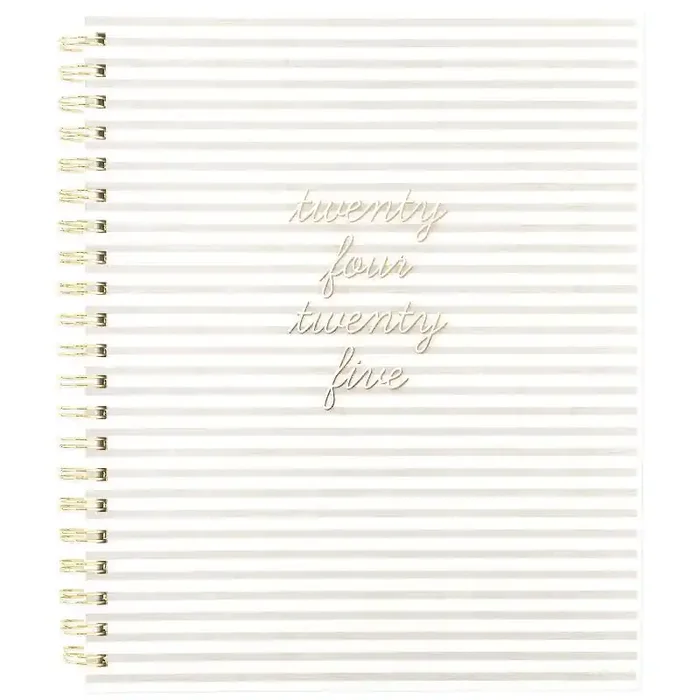 Sugar Paper Essentials 2024-25 Weekly/Monthly Planner 11″x9.5″ Flax Stripe Teacher Planner, Twin-Wire Binding, Tabs