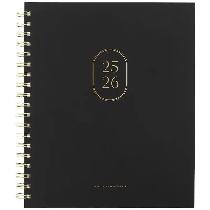 Sugar Paper Essentials 2025-2026 Hardcover Wirebound Black