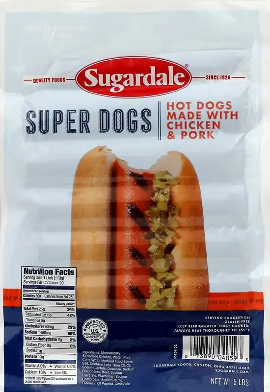Sugardale Chicken & Pork Super Dogs 5 lb