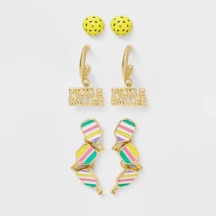 SUGARFIX by BaubleBar Paddles Up Statement Earring Set 3pc – Gold