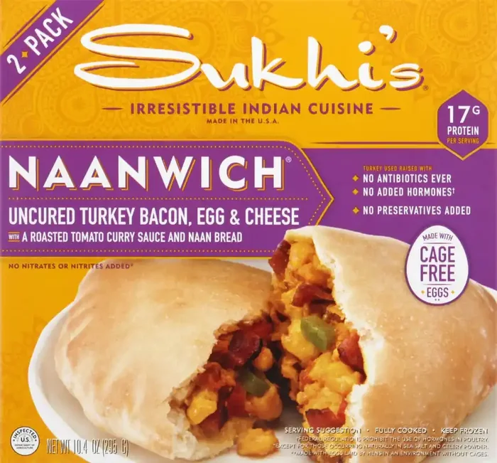 Sukhi‘s 2 Pack Uncured Turkey Bacon, Egg & Cheese Naanwich 2 ea