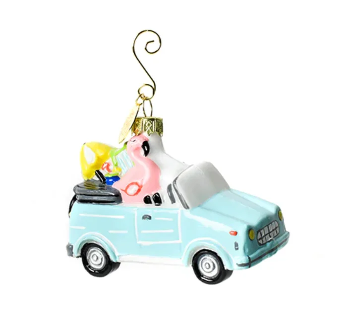 Summer Car Glass Shaped Ornament