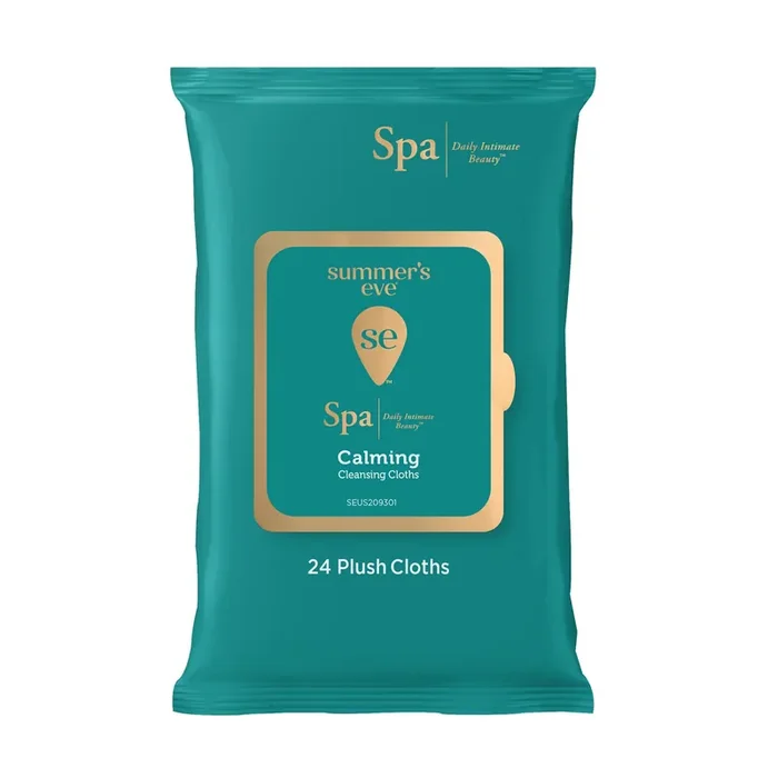 Summer‘s Eve Spa Calming Chamomile Feminine Wipes, 100% Plant Based*, Plush Cloths, 24 ct