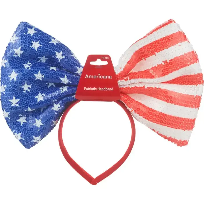 SUN & SKY Sequin Jumbo Flag Bow Headband