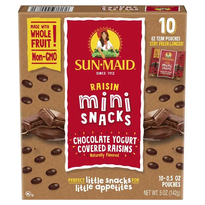 Sun-Maid Chocolate Yogurt Covered Raisins 10-Count Box/.5oz Pouches