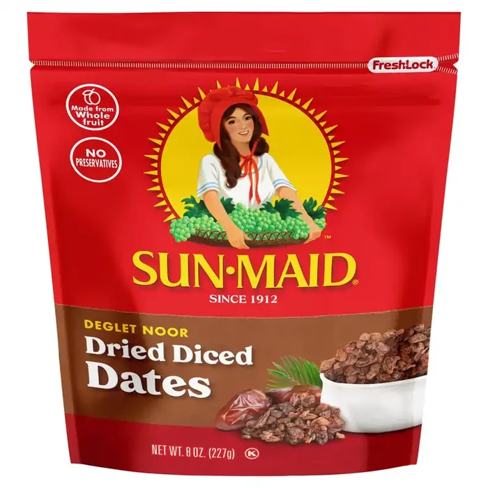 Sun-Maid Deglet Noor Dried Diced Dates 8oz Fresh-Lock® Zipper Stand-Up Bag