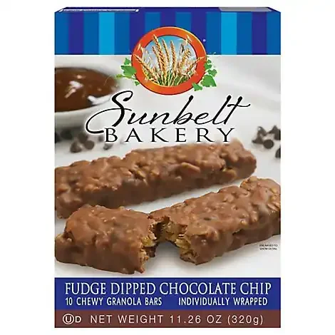 Sunbelt Bakery Granola Bars Chewy Fudge Dipped Chocolate Chip Box 10 Count – 11.26 Oz