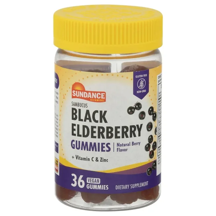 Sundance Vitamins Sambucus Natural Berry Black Elderberry Vegan Gummies 36 ea