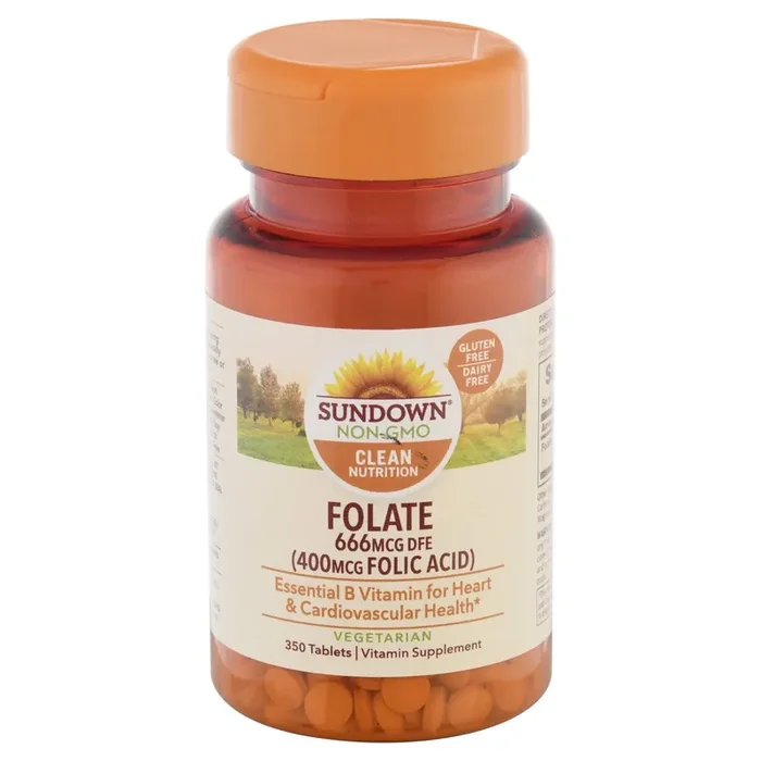 Sundown Non-GMO 666 mcg DFE Tablets Folate 350 ea