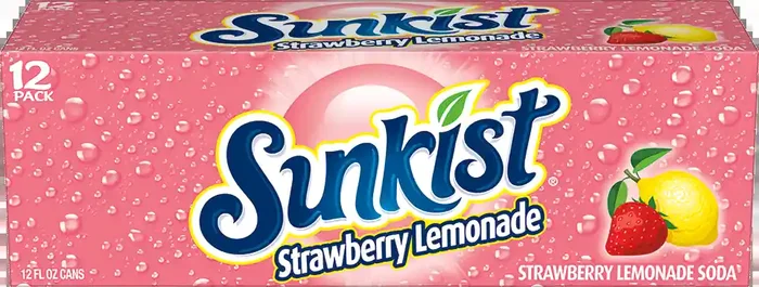 Sunkist Strawberry Lemonade Soda, 12 fl oz cans, 12 pack
