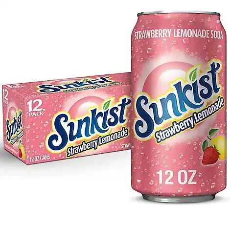 Sunkist Strawberry Lemonade Soda Cans – 12-12 Fl. Oz.