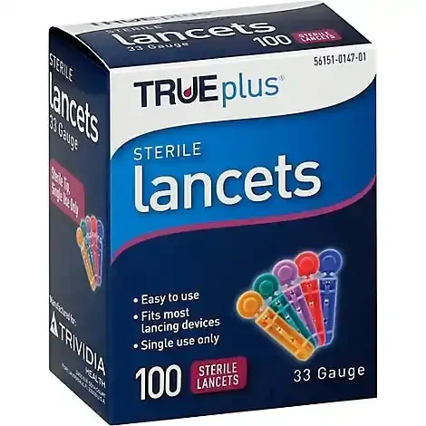 Sunmark Trueplus 33 Guage Multi Color Lancets – 100 CT