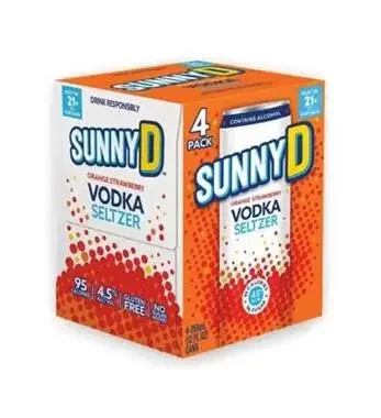 Sunny D Vodka Seltzer Orange Straw 4 Pk