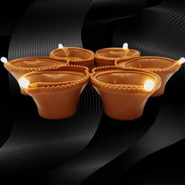 SuNZita® Water Sensor Diya Set Water Sensor LED Diyas Decorative Diya Decorative LED Lights E-Diya Set for Home, Diwali, Festivals Decoration I Battery Operated (Set of 24) (24)