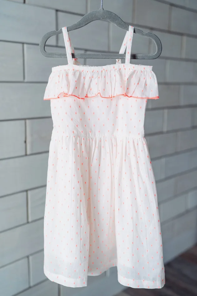 Swiss Dot Ruffle Tie Dress