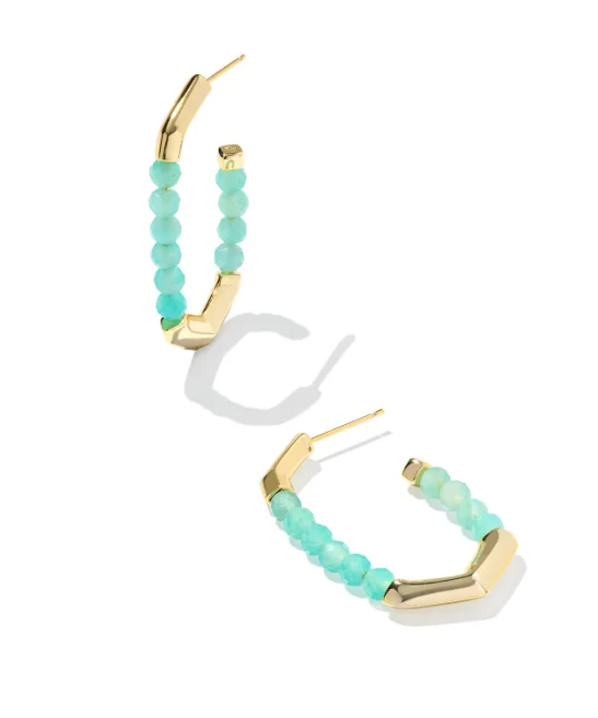 Sylvia Gold Teal Amazonite Hoop Earrings – Kendra Scott