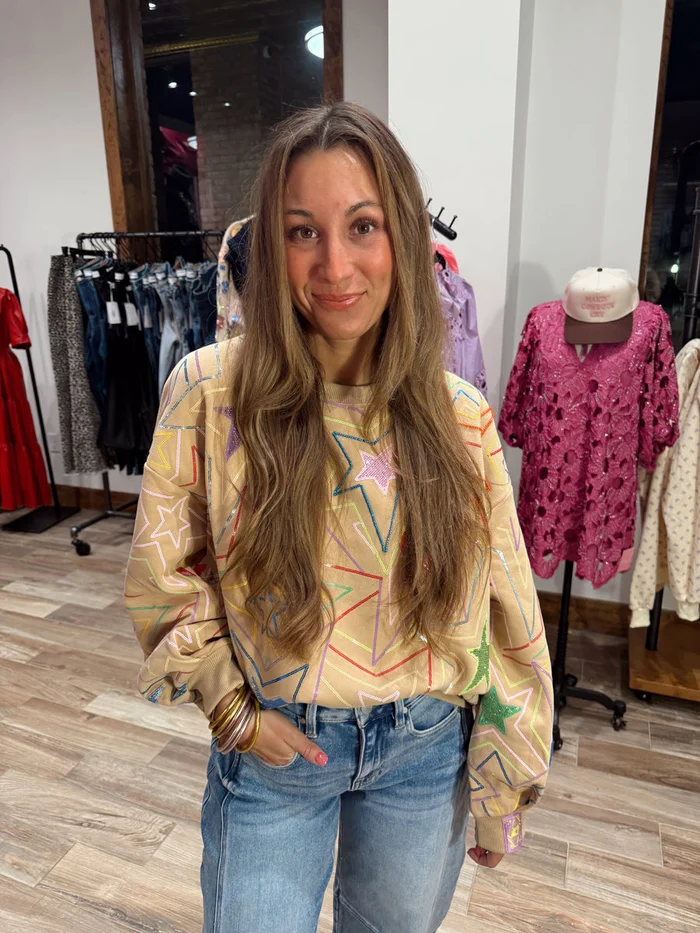 Tan Multi Star Sweatshirt