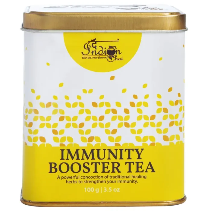 The Indian Chai – Immunity Booster Tea 100g with Giloy, Ashwagandha, Brahmi, Orange Peel, Basil etc for Best Defense to Cold, Cough & Stress, Strengthens Immune System, Great for Families.