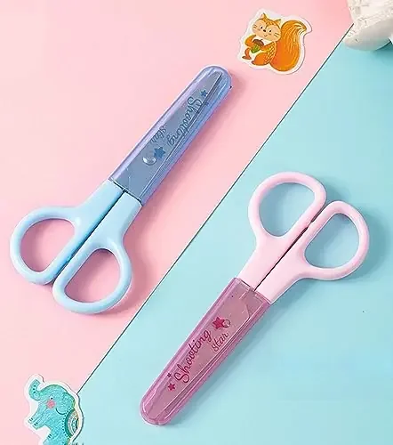The Magic Makers 1 Pc Craft Scissor For Kids Blunt Tip With Cover Blunt Tip Universal Scissors Blue