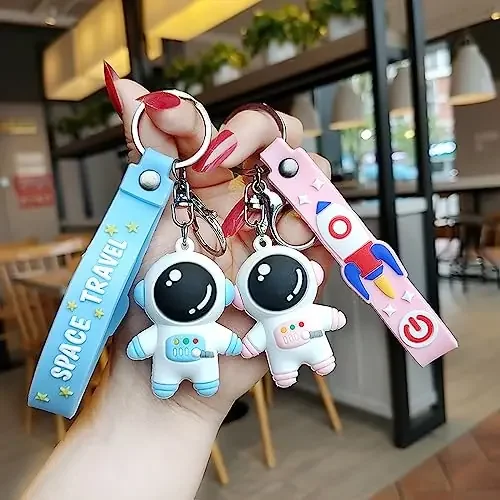 The Magic Makers 2 Pcs Keyring & Keychain For Car Double Pendant Ring Space Astronaut Keychain Home Key Student Bag