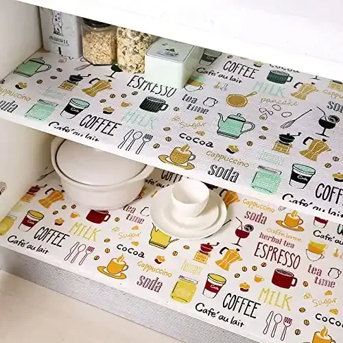 The Magic Makers Anti-Slip Kitchen Cabinet Drawer Shelf Mat Liner Sheets (45 Cm X 3 M Roll) Waterproof Strong Table Mat Eva For Bathroom Fridge Mat Textured Multipurpose (White Printed) Ethylene Vinyl Acetate