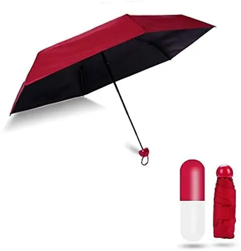 The Magic Makers Capsule Mini Travel Umbrella Foldable Uv Proof Windproof Protection For Rain (Multicolor).