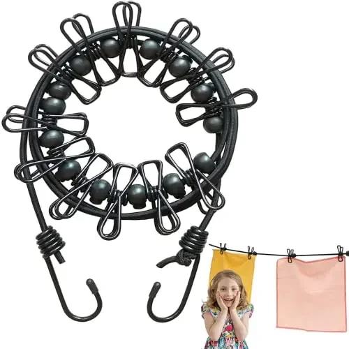 The Magic Makers Cloth Line Rope Rope For Cloth Drying Cloth Drying Rope With Hooks Rope For Drying Clothes Hanging Rope With 12 Clips For Clothes Drying Wire For Clothes Drying Cloth Rope For Drying Clothes